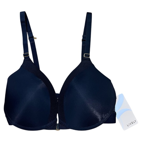 Lively The Front Close No Wire Bra NWT In Jet Black Sz 32DD - Picture 1 of 13